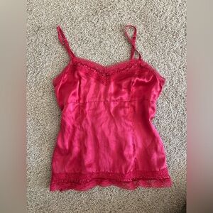 White House Black Market Pink Silk Lace Camisole